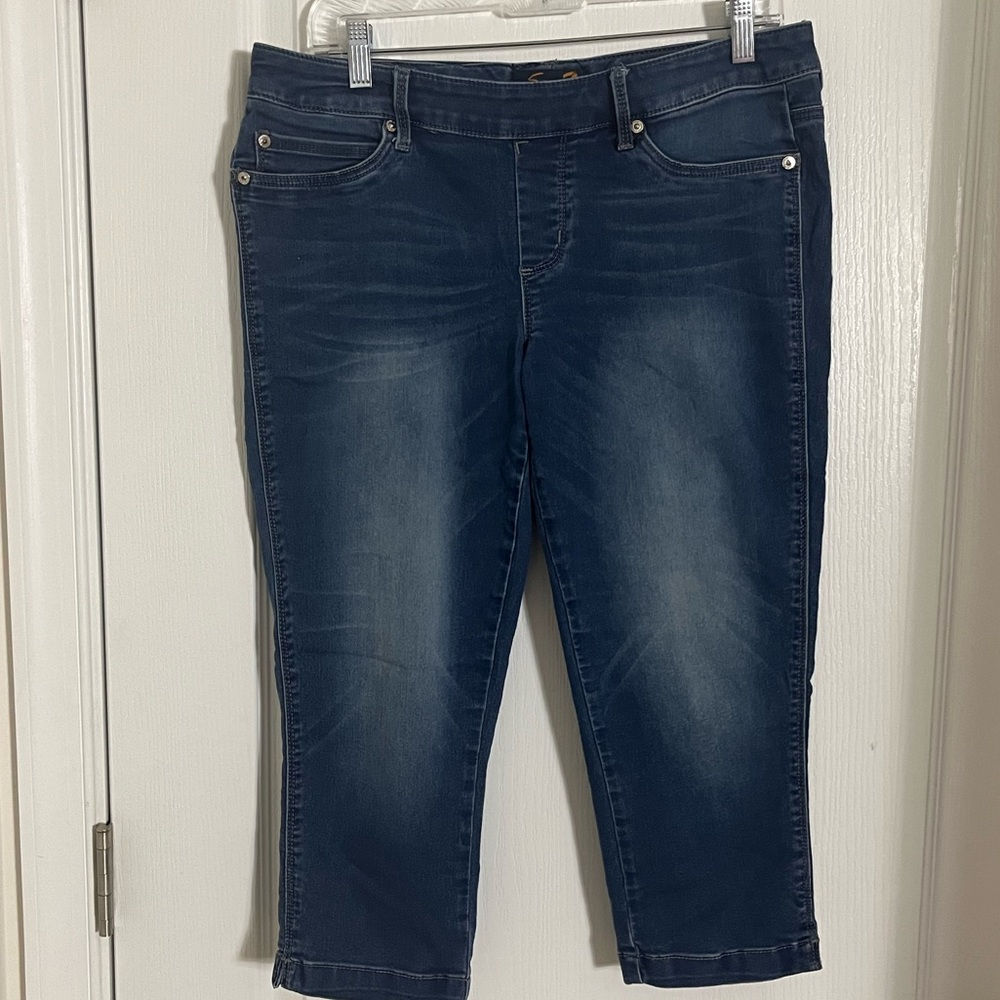Seven7 Seven 7 Jean Capris Stretch Pull-On Leggings cropped denim Blue Size 10